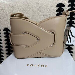 Polene Nodde Edition Smooth Cognac Leather Shoulder Bag